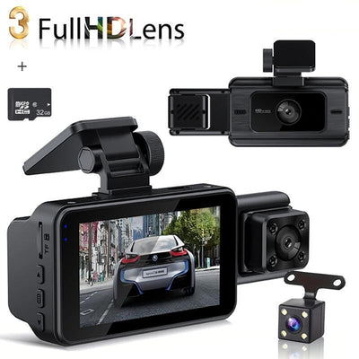 Vehicle Night Vision Dash Camera 3 Channel Recording System