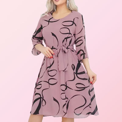 Elegant Midi Dress Loose Fit With Ruffled Sleeves Midi Length