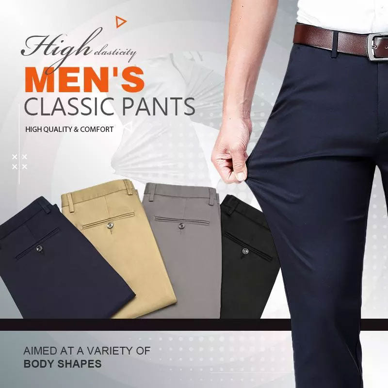 Men's Stretch Pants Classic Comfortable Fit Flexible Fabric