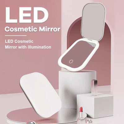 LED Makeup Mirror With 2x Magnification And Adjustable Light