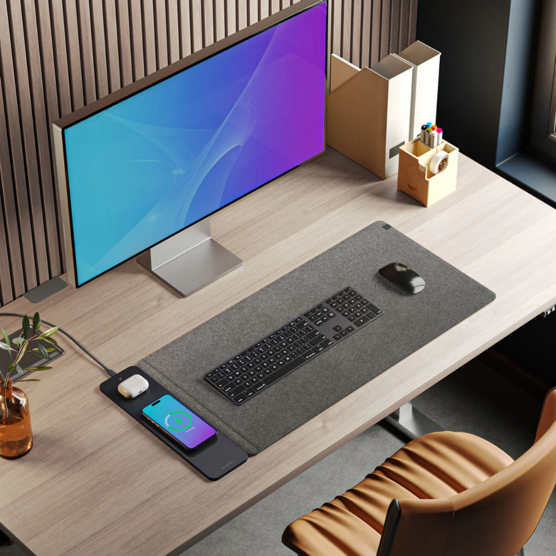 Wireless Charging Desk Mat With Fast Charging And Non-Slip Surface