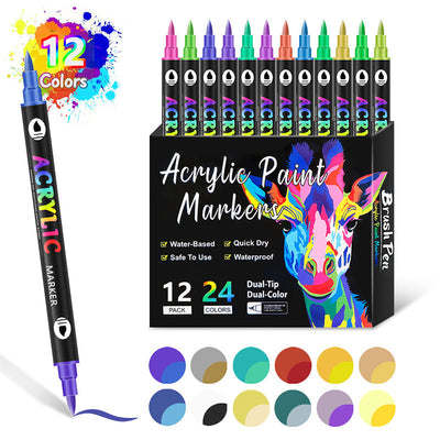 Dual Tip Acrylic Paint Marker Pen For Art And Crafts
