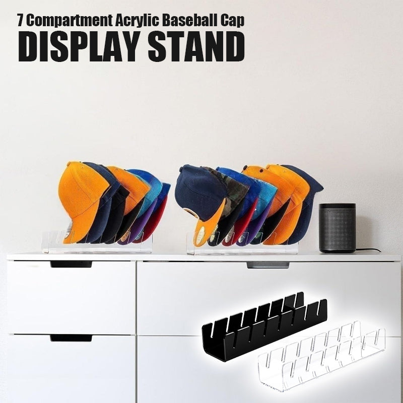 7 Compartment Acrylic Baseball Cap Display Stand Organizer Holder