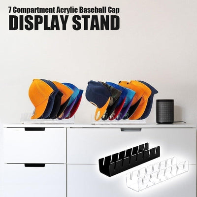 7 Compartment Acrylic Baseball Cap Display Stand Organizer Holder