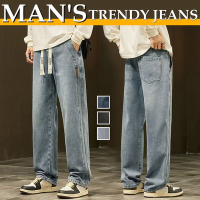 Men's Loose Straight Jeans Comfortable Durable Casual Denim Pants