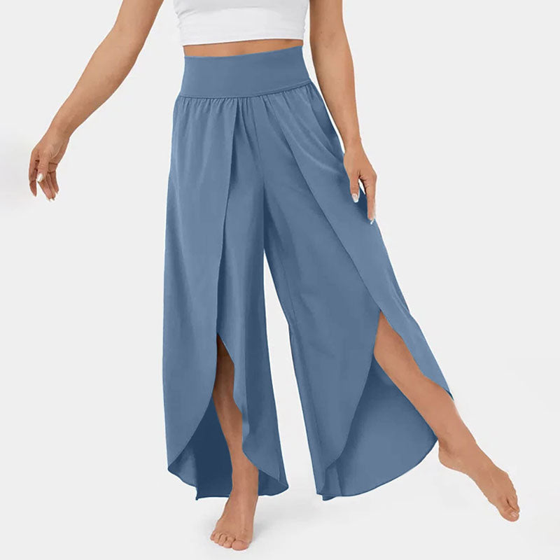 High Waisted Wide Leg Pants Split Casual Quick Dry Design