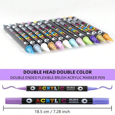 Dual Tip Acrylic Paint Marker Pen For Art And Crafts