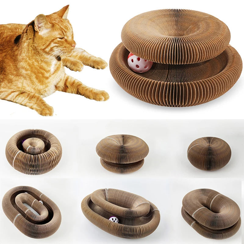 Foldable Cat Scratch Board With Bell Interactive Toy For Cats