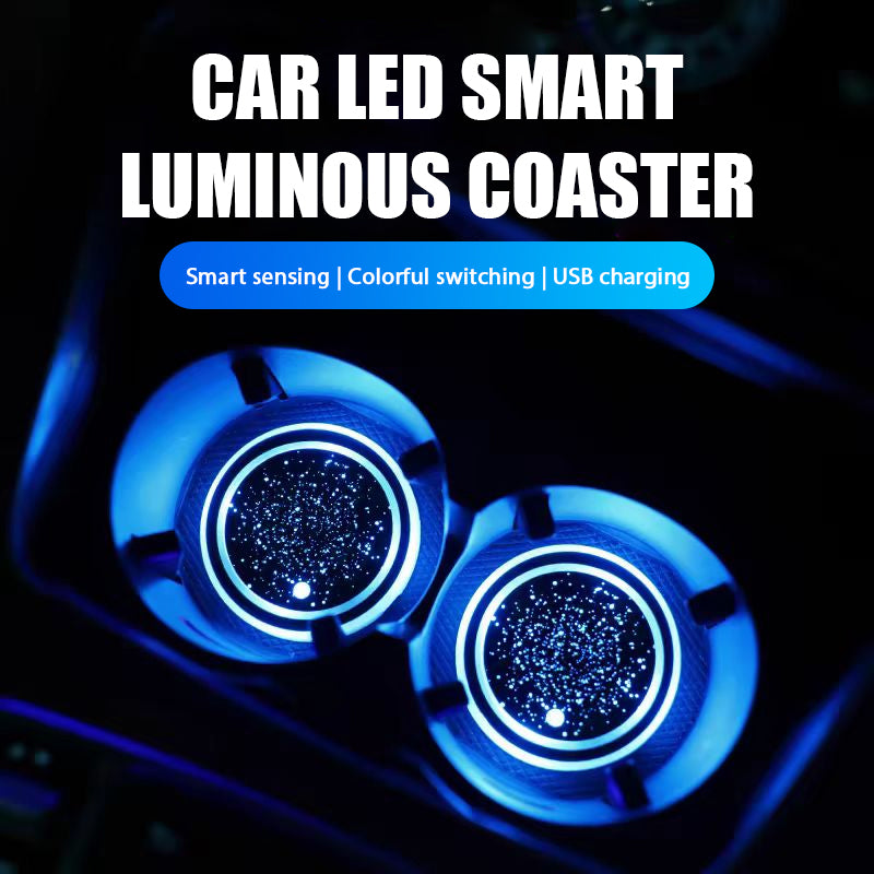 Car LED Cup Holder Coaster Luminous Glow Light Accessory