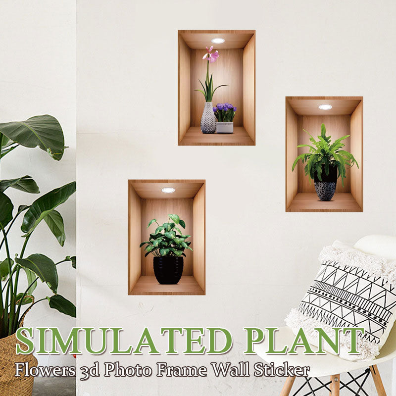 Simulated Plant Flowers 3D Photo Frame Wall Sticker Decoration