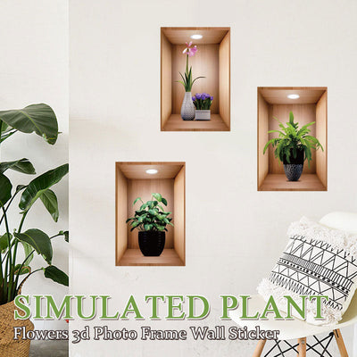 Simulated Plant Flowers 3D Photo Frame Wall Sticker Decoration
