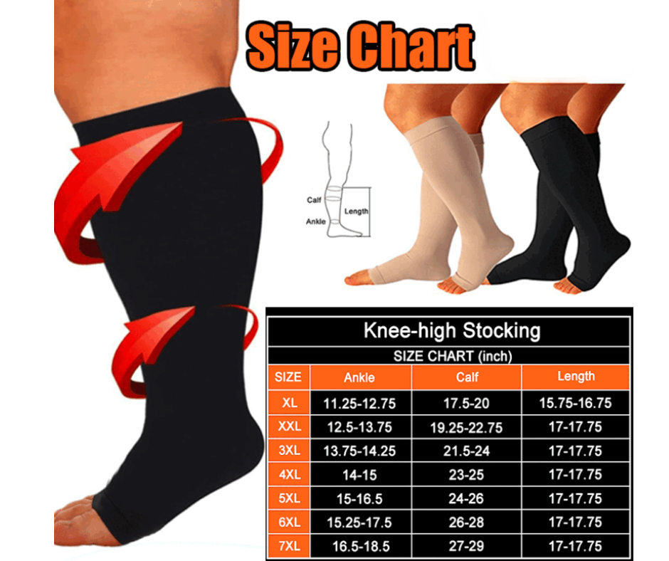 Plus Size Compression Socks Open Toe Comfortable Support