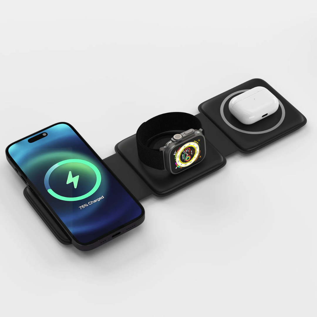 Foldable Wireless Charging Station 3 In 1 Multi-Device Charger