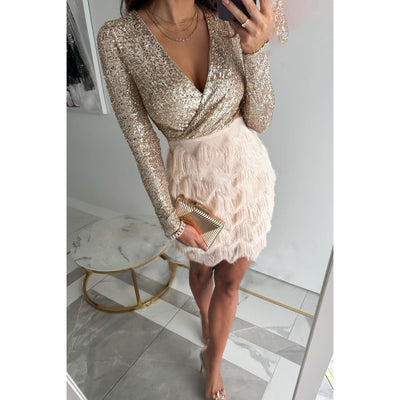 Elia Dress With Stylish Patchwork And Decorative Fringes