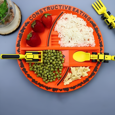 Bulldozer Toddler Cutlery Set Fun Mealtime Utensils For Kids