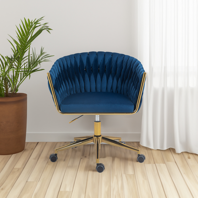 Modern Hand-Woven Dressing Chair With Adjustable 360 Degree Rotation
