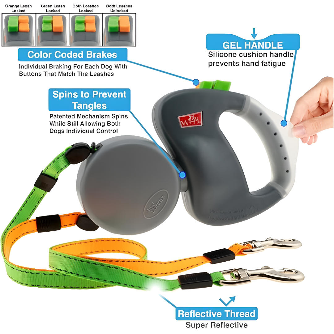 Double Dog Walking Leash Adjustable Hands Free Durable Trainer Lead