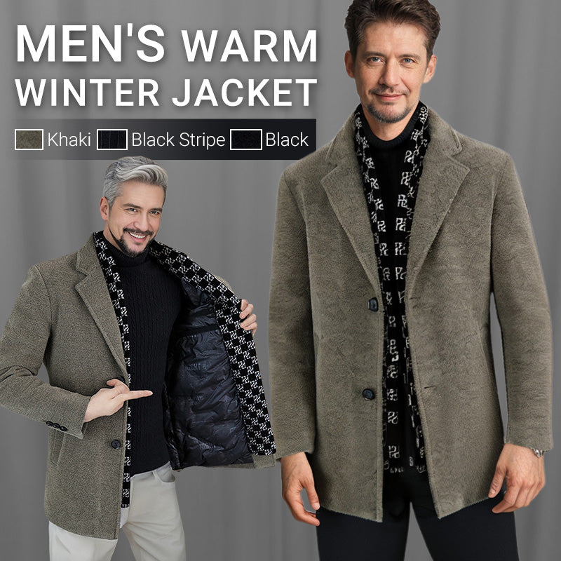 Men’s Tweed Jacket With Warm White Duck Down Lining Winter Coat