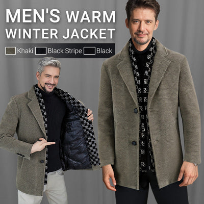 Men’s Tweed Jacket With Warm White Duck Down Lining Winter Coat