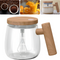 Self Stirring Coffee Mug With Stylish Wooden Handle Design