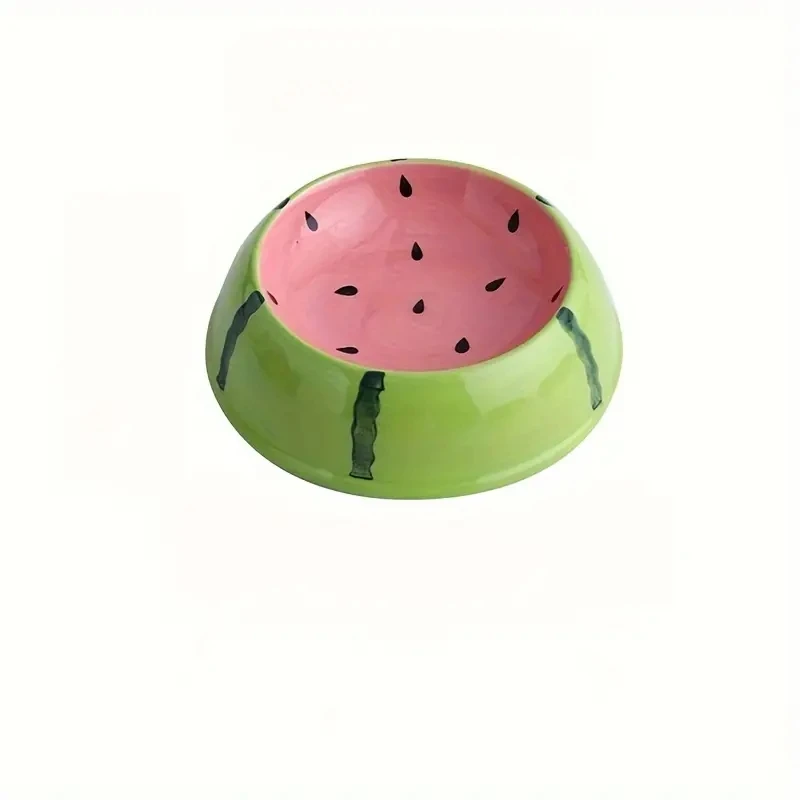 Ceramic Pet Bowl With Fruit Design Anti-Tip Food And Water Feeder