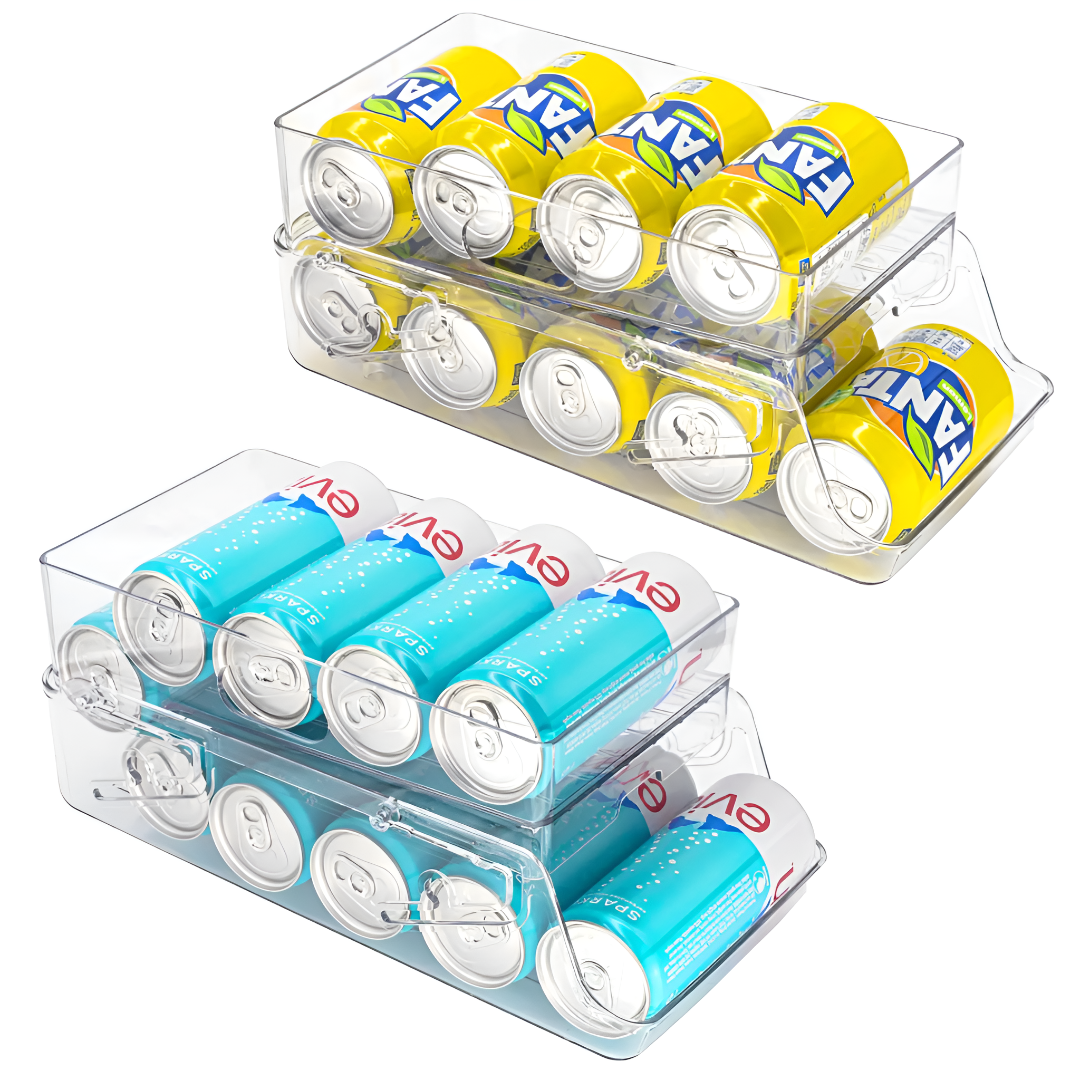 Stackable Soda Can Organizer With Rolling Design For Easy Access