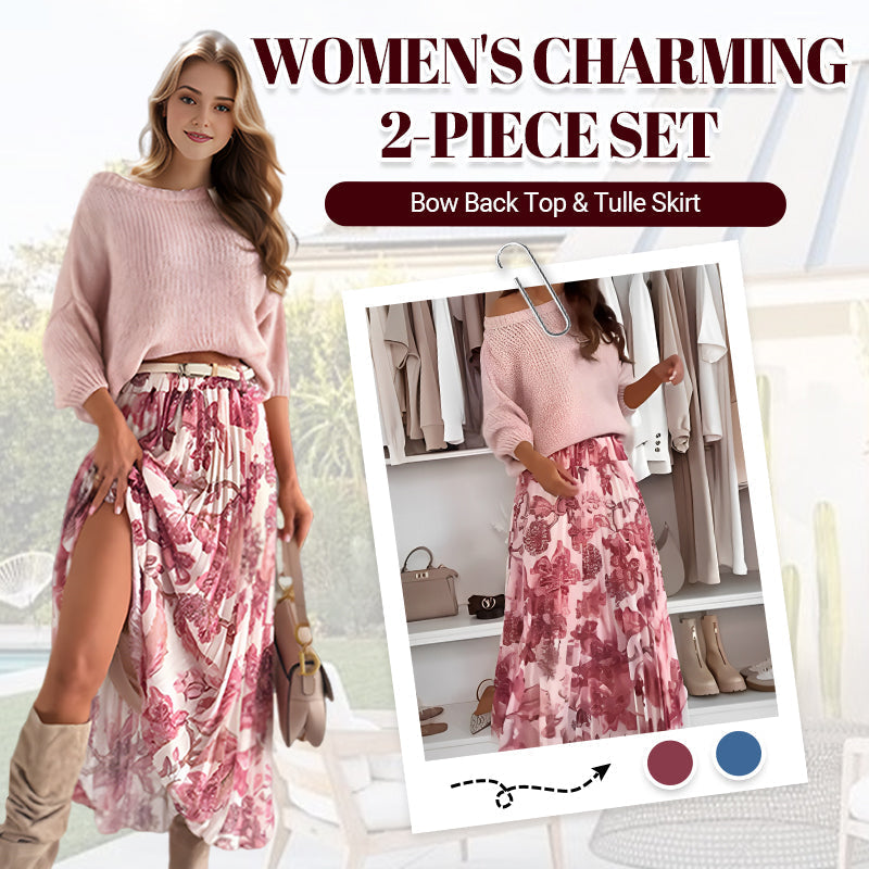 Crew Neck Top And Printed Belted Skirt Set Stylish Outfit
