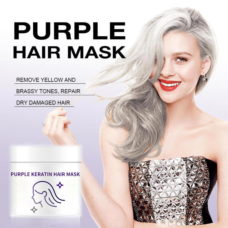 Purple Keratin Hair Mask Protects Color Neutralizes Brass Yellow Tones