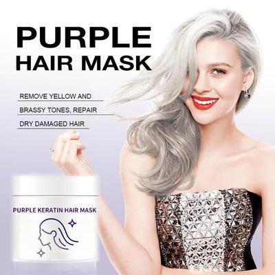 Purple Keratin Hair Mask Protects Color Neutralizes Brass Yellow Tones