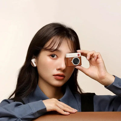 True Wireless Bluetooth Earbuds Retro Camera Style Semi-In-Ear Comfort
