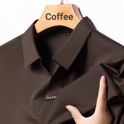 Men’s Casual Lapel T-shirt Wrinkle-Free Breathable Summer Tee