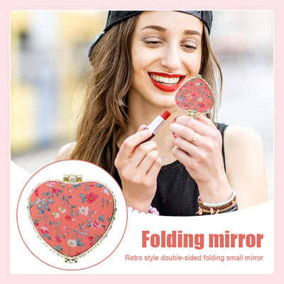 Retro Style Compact Double Sided Folding Mirror For Travel