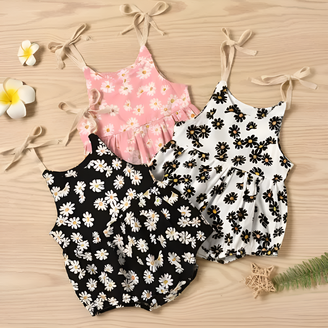 Baby Girl Cotton Romper Soft Floral Print Summer Outfit