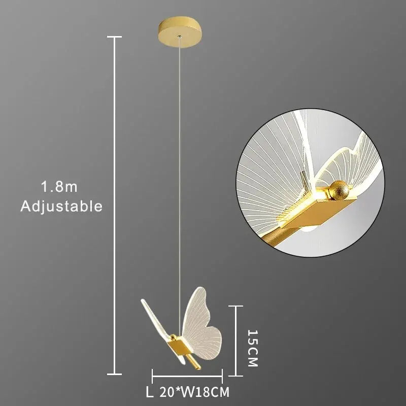 Nordic Butterfly LED Pendant Lamp Elegant Hanging Light For Bedroom