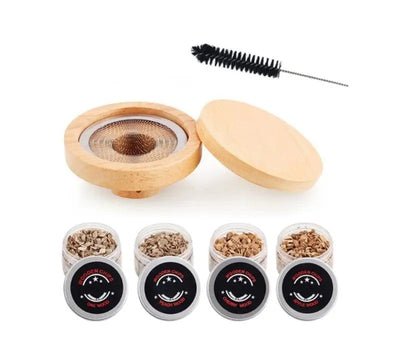 Whiskey Smoker Kit With Wooden Hood For Cocktails And Drinks