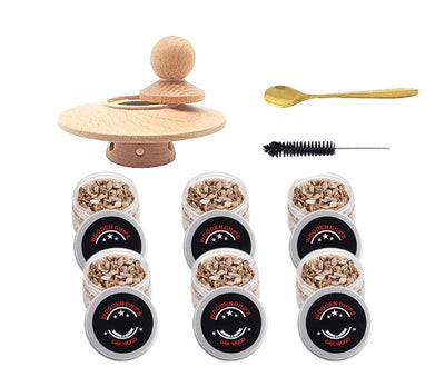 Whiskey Smoker Kit With Wooden Hood For Cocktails And Drinks