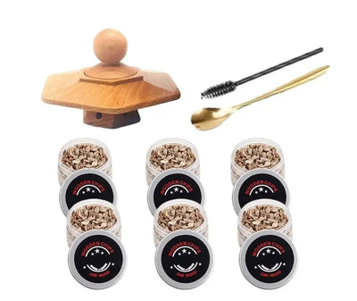 Whiskey Smoker Kit With Wooden Hood For Cocktails And Drinks