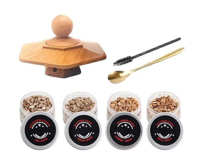 Whiskey Smoker Kit With Wooden Hood For Cocktails And Drinks