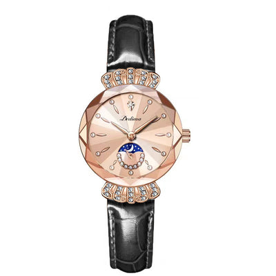 Diamond Moon Star Watch For Women Elegant Stylish Jewelry Timepiece