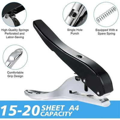 Single Hole Punch Portable Compact Paper Punching Tool