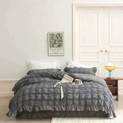 Icy Summer Seersucker Quilt Set 4-Piece Lightweight Cooling Quilt