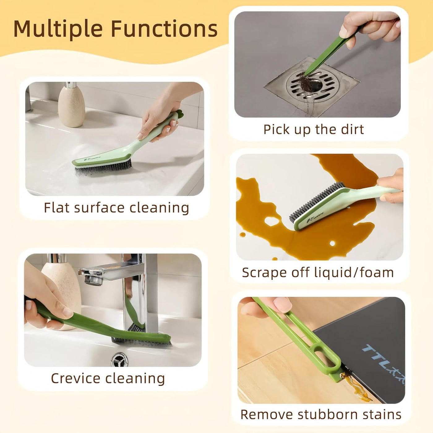 3 In 1 Pet Cleaning Brush Detachable Scrub For Kitchen Bathroom Shoes