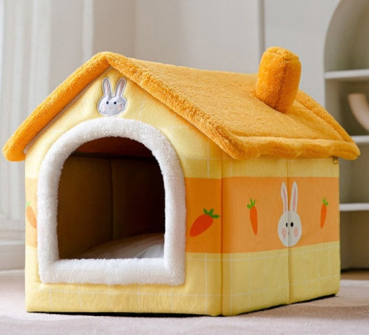 Foldable Dog House Warm Removable Nest Enclosed Pet Bed Sofa