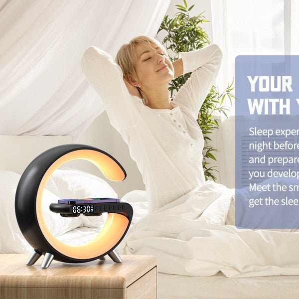Moon Alarm Clock Bluetooth Speaker LED Night Lamp Charger Combo