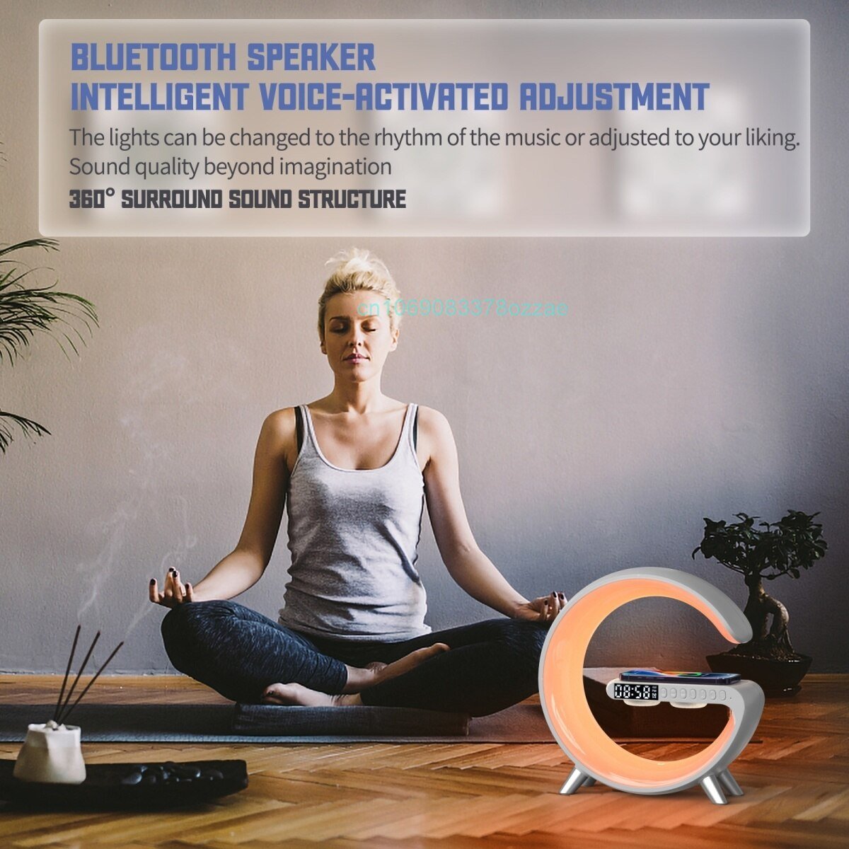 Moon Alarm Clock Bluetooth Speaker LED Night Lamp Charger Combo