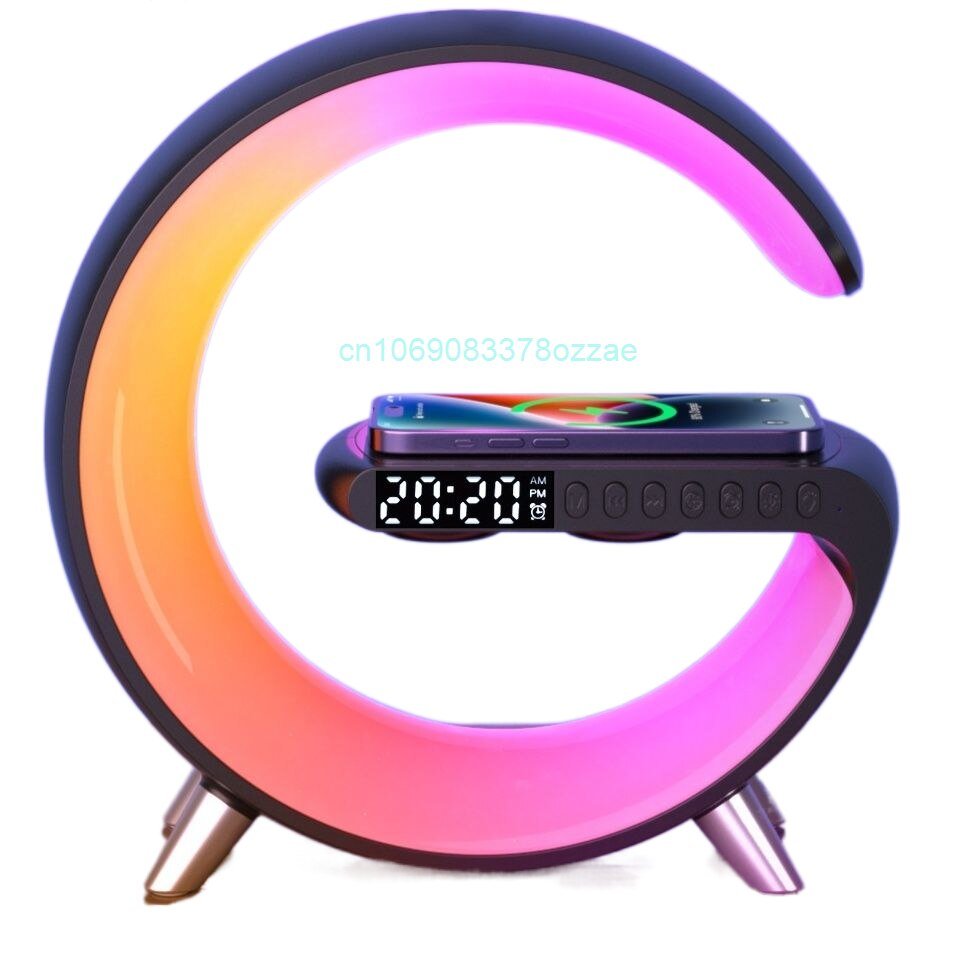 Moon Alarm Clock Bluetooth Speaker LED Night Lamp Charger Combo