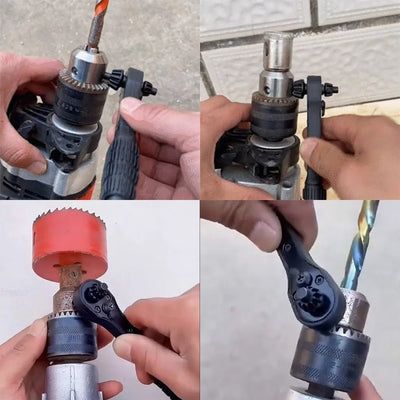 Drill Chuck Ratchet Spanner Electric Wrench Hand Tool 2 In 1