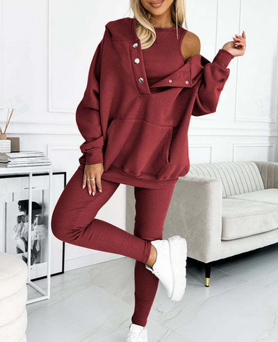 Hooded Sweatshirt Suit Casual Comfortable Stylish Outfit Set