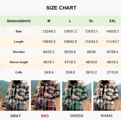 Women's Plaid Tweed Coat Long Sleeve Warm Stylish Outerwear