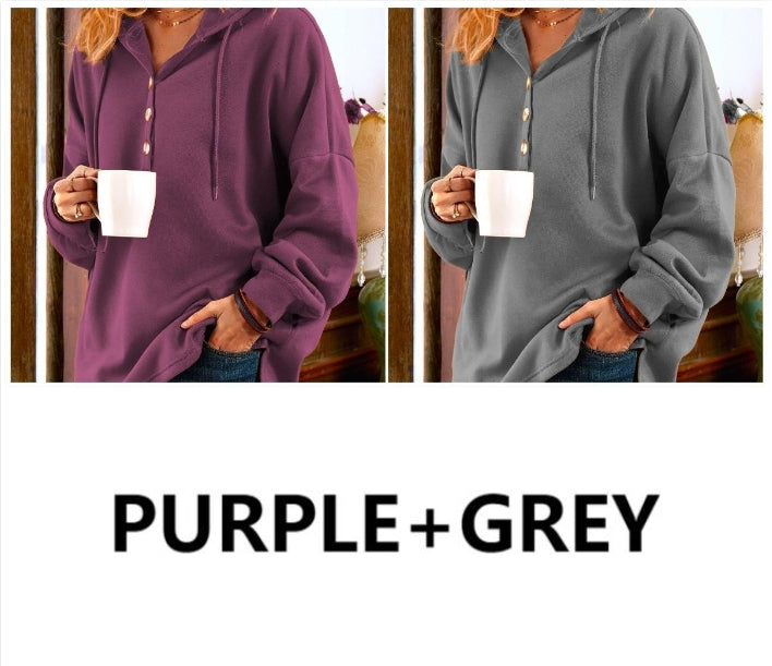 Long Sleeve Buttoned Sweatshirt Cozy Casual Fit For Everyday Wear